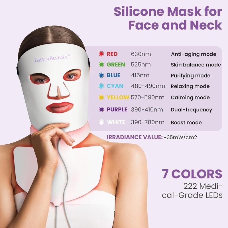 7 Color LED Face Mask Photon Light Therapy, Skin Care Mask for Face and Neck gallery