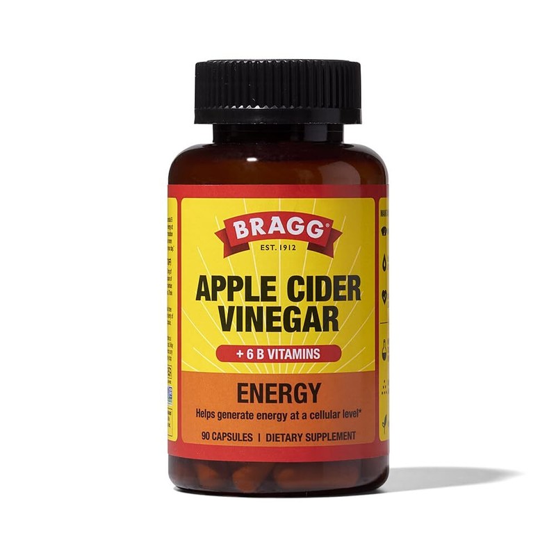 Bragg Apple Cider Vinegar True Energy Capsules 750mg Acetic Acid 90 Pills