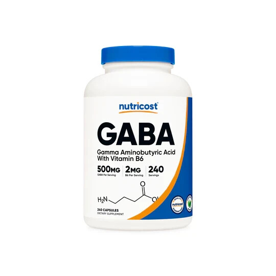 Nutricost GABA 500mg, Vitamin B6 2mg, 240 Caps EXP 05/2027