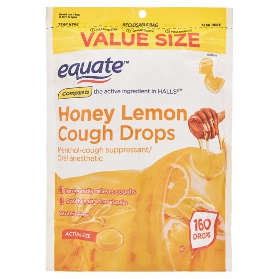 Equate Sore Throat Cough Drops Pack of 3 - Honey Lemon Menthol Flavor, 160 Count gallery