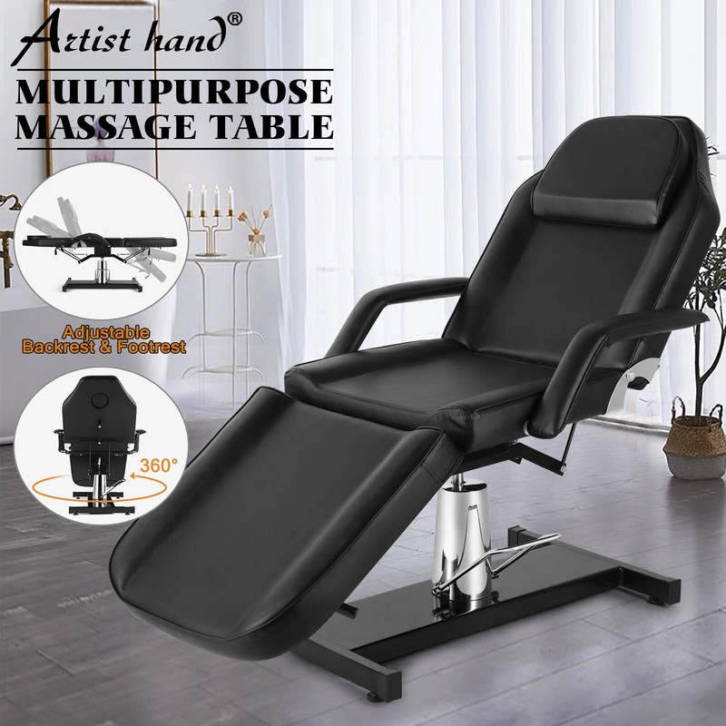 White/Black 360°Reclining Hydraulic Massage Table Tattoo Facial Bed Beauty Salon