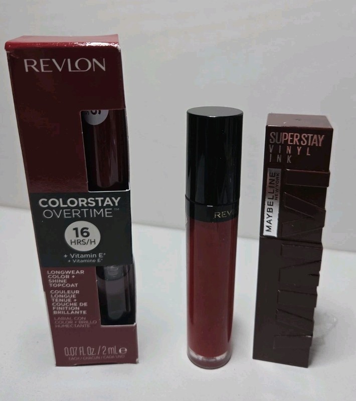 1 Revlon ColorStay Overtime 16HR Liquid ~1 Revlon Gloss ~ 1 Maybelline Vinyl Ink