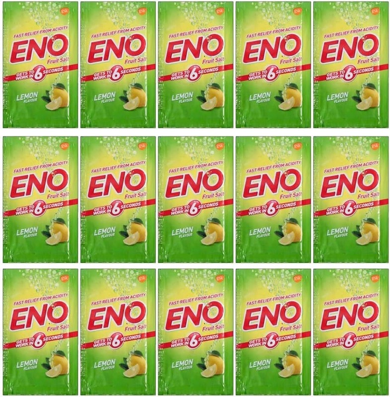 Eno Fruit Salt Antacid Sachets Lime Flavor Instant Acidity Relief 15 Pack