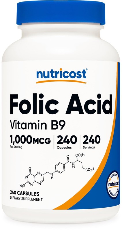 Nutricost Folic Acid Vitamin B9 1000 mcg, 240 Capsules
