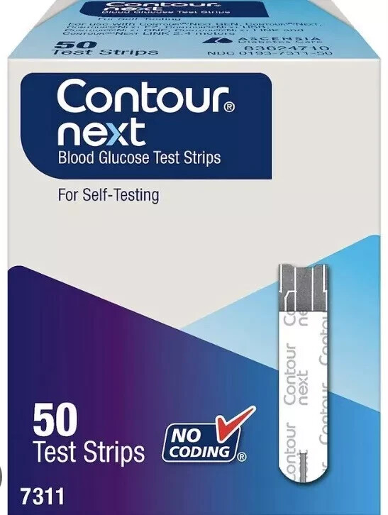 Contour Next Blood Glucose Test Strips 50 Count New in Box Expires 02/28/2027