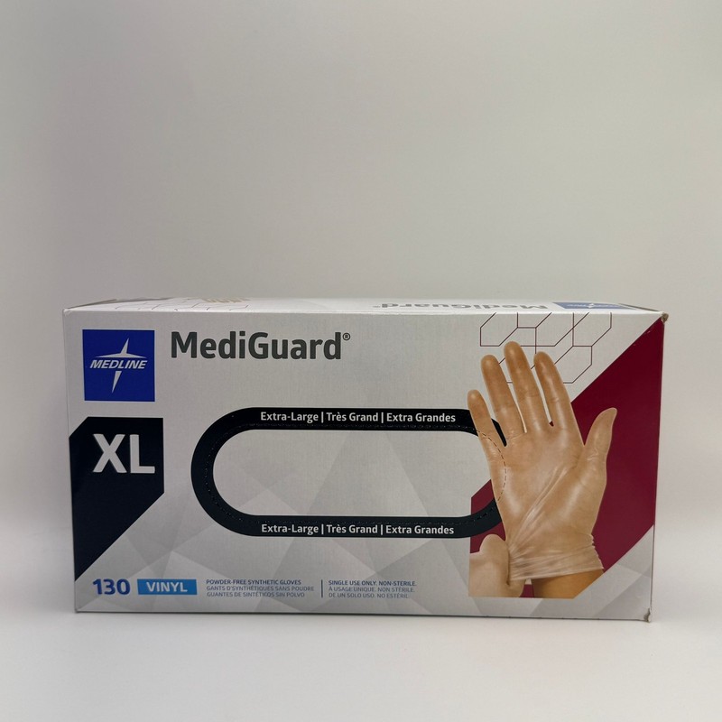 Medline MediGuard Vinyl Synthetic Exam Gloves Extra Large 130 Count