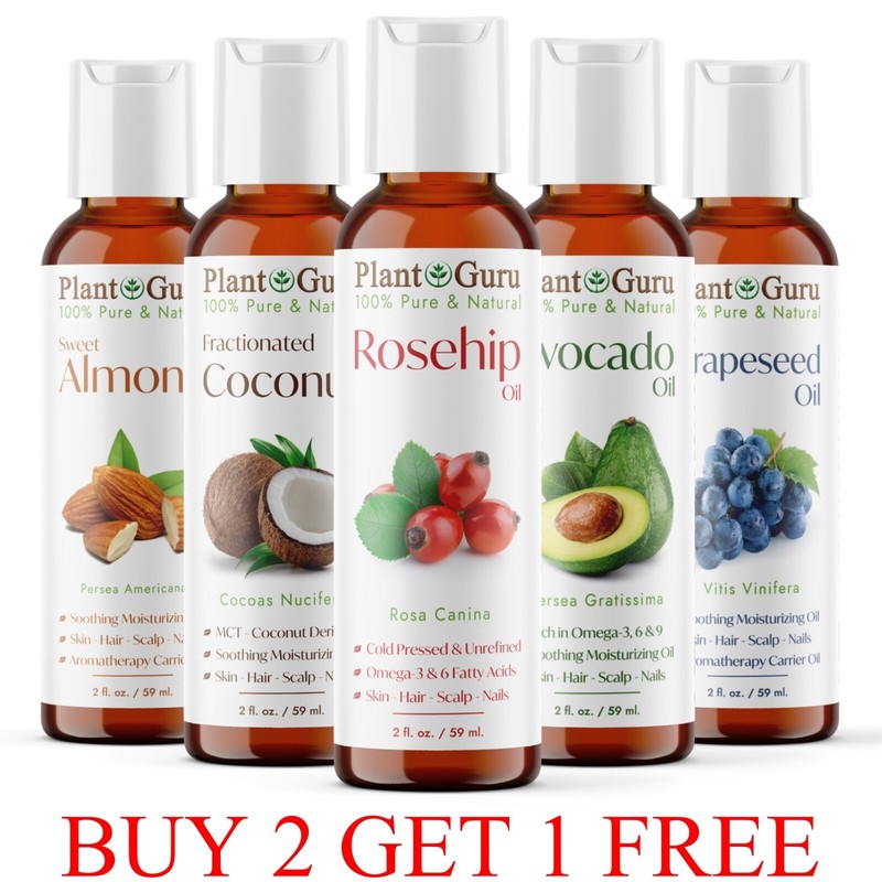 2 oz. Carrier Oil 100% Pure Natural Cold Pressed For Skin, Hair Growth, Massage