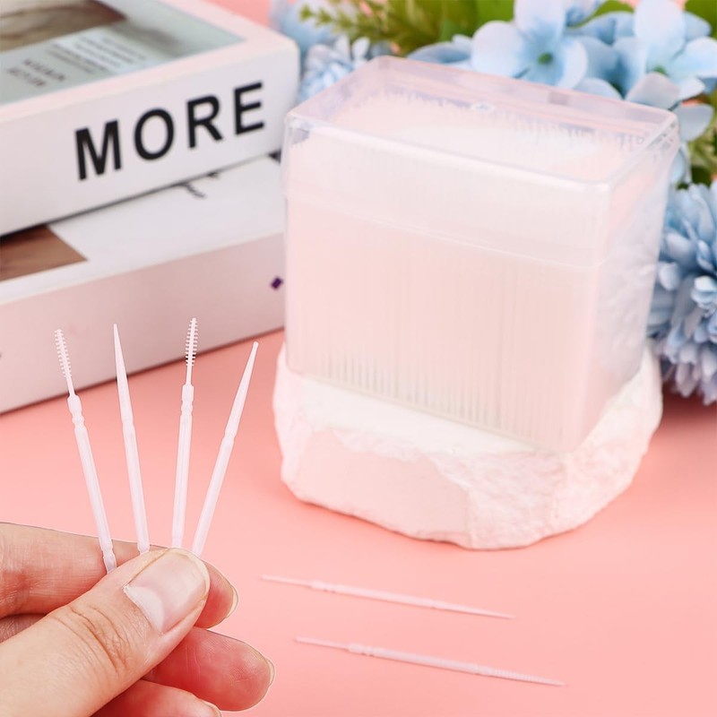 1100Pcs Dental Picks Plastic Toothpick Oral Hygiene 2 Way Interdental Brush gallery