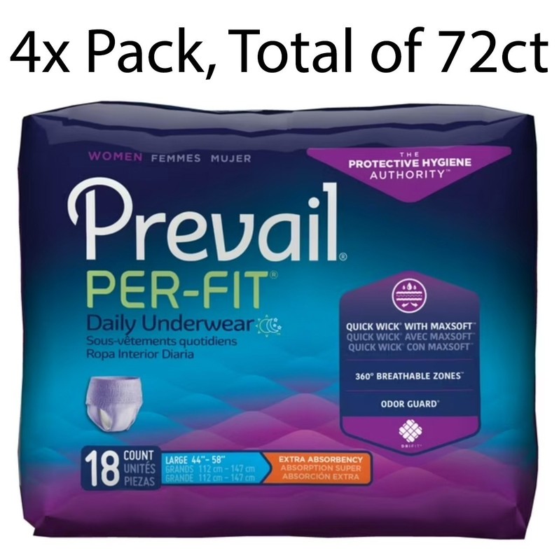Prevail Per-Fit Underwear Extra Absorbency, Large (Pack of 72)