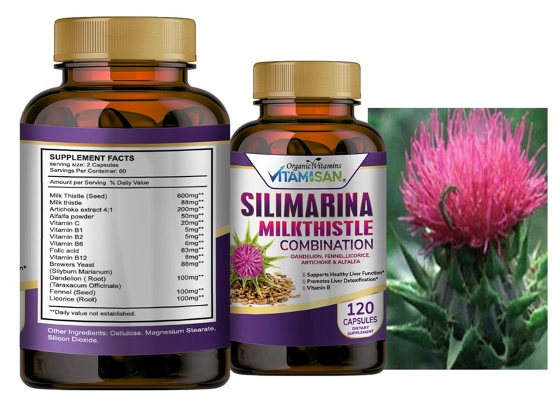Milk Thistle (Silymarin) Extract 1200 mg liver cleanser liver detox cardio 120 c gallery