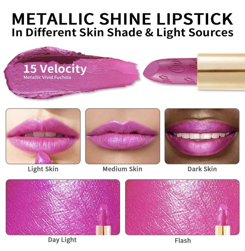 Oulac Lipstick Barbie Pink Metallic 3D Shine Lightweight Hydrating 15 Velocity gallery