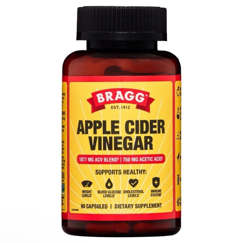 Bragg Apple Cider Vinegar Vitamin D3 Zinc Immune Weight Management 90 Capsules