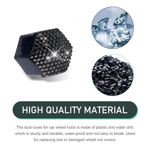 20 PCS Bling Crystal Wheel Lug Nut Cover, 17mm Hexagonal Nut Covers with Black gallery