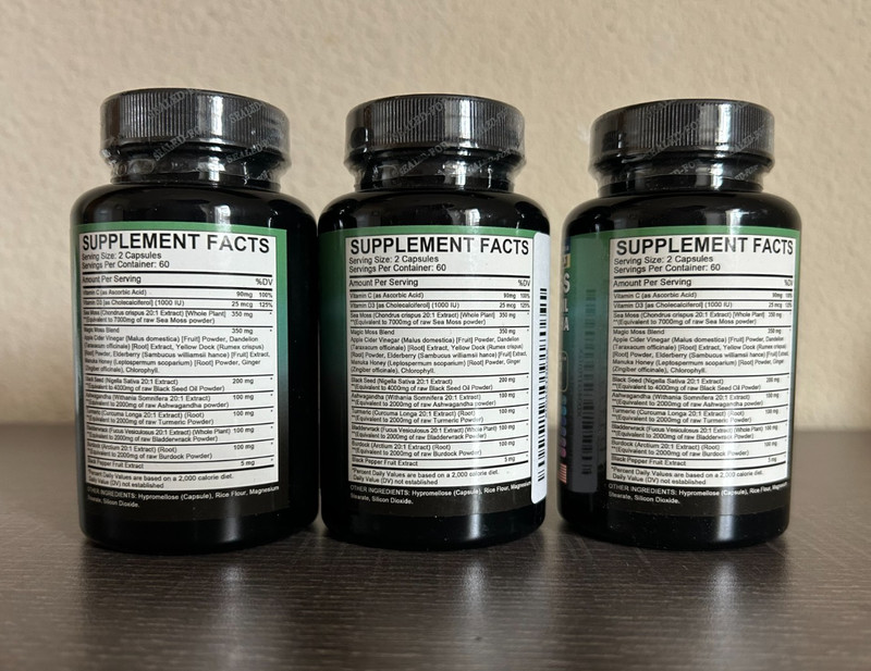 3-Pack Sea Moss Black Seed Oil Ashwagandha 16-in-1 Extra Strength | 120 Caps USA gallery