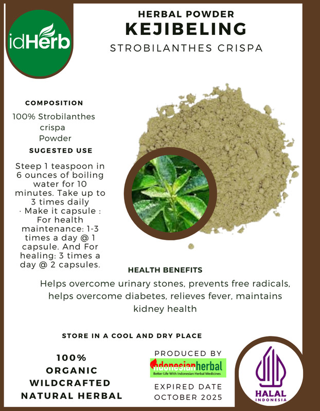 [idHerb] 50-500 gram Powder Kejibeling Strobilanthes Crispa Organic WildCrafted