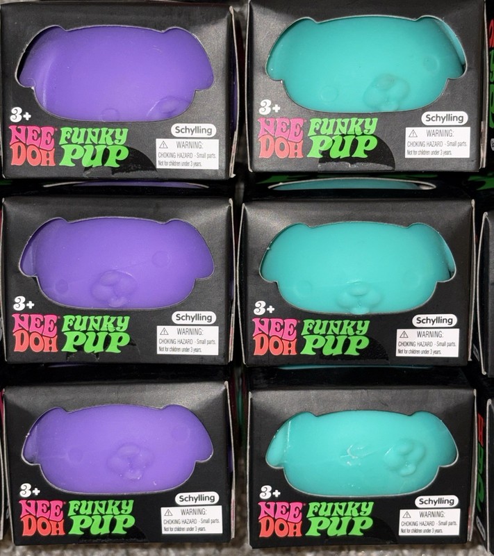 Nee Doh - Funky Pup X12 & Fuzz Ball X2 - Pink, Orange, Blue, Purple - Schylling gallery