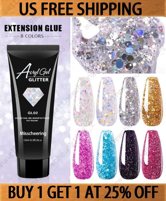 Glitter Poly Shiny Gel Nails Builder Sequins Extension Acrylic Bling Nail Art