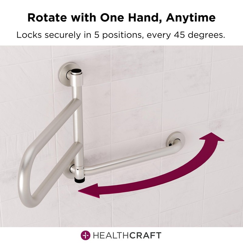 Healthcraft Dependabar 2025 Model Pivoting Wall-Mounted Grab Bar For Bathroom gallery