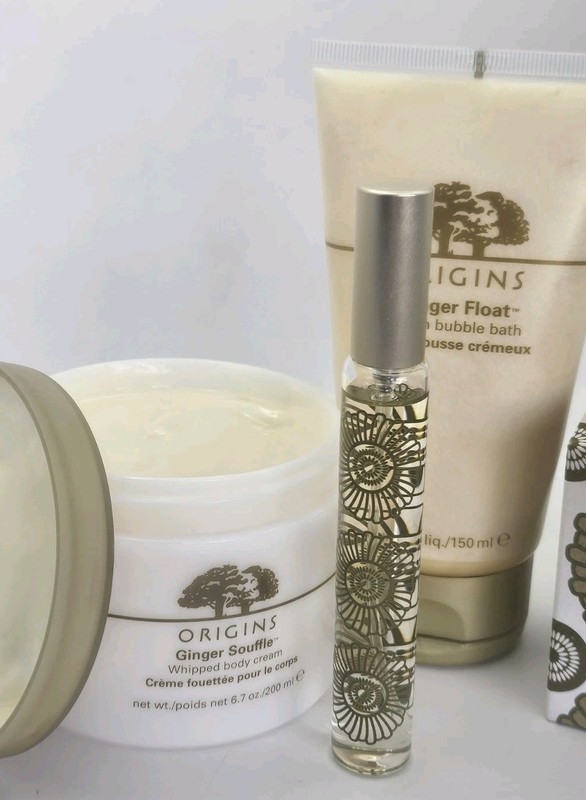 SET Origins GINGER SOUFFLE Whip Body Cream 6.7oz Candle Bubble Bath Spray Scent gallery