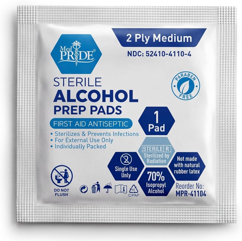 Med Pride Sterile Alcohol Prep Pads 200 Count 70% Isopropyl Antiseptic Wipes gallery