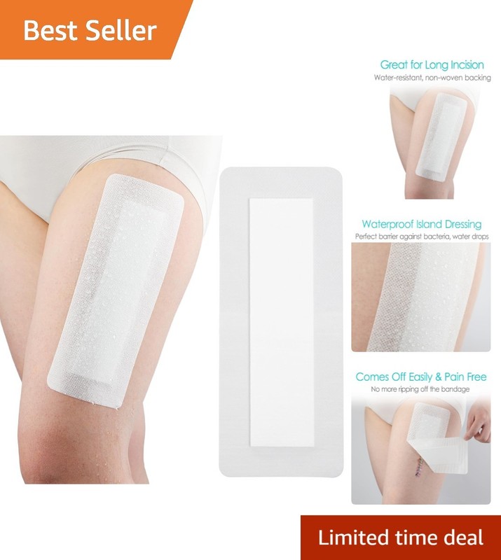 Post-Surgery Wound Care Dressings | 10 Waterproof Adhesive Bandages 4×8 Inch