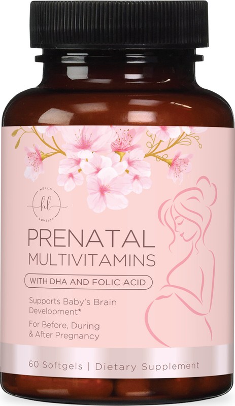 Prenatal Multivitamin with Folic Acid, DHA, Vitamins D3, B6, B12 & Iron
