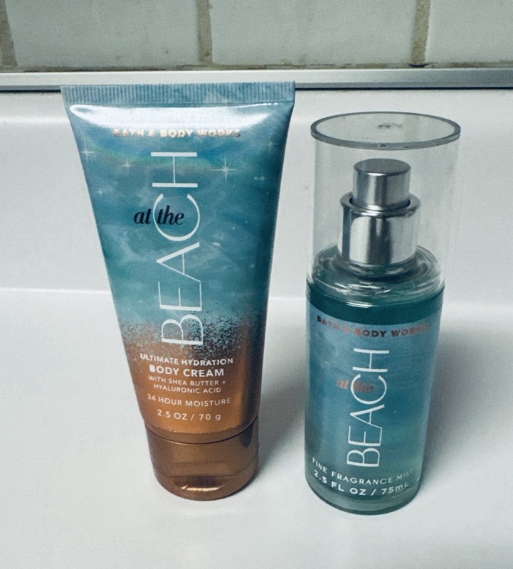 Bath &Body Works AT THE BEACH Fine Frag Mist and Body Cream Travel Size 2.5 OZ gallery