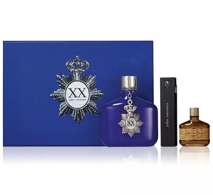 John Varvatos XX Indigo 3 Piece Fragrance Gift Set Cologne for Men NIB