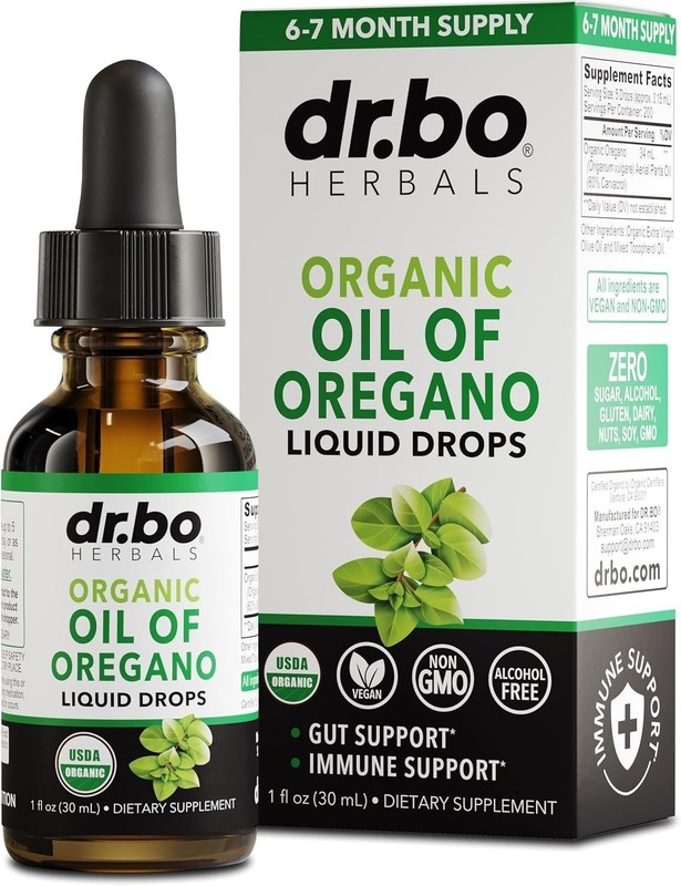Oregano Oil Organic Liquid Drops-6 Month Supply Organic of Oregano Drops Liquid