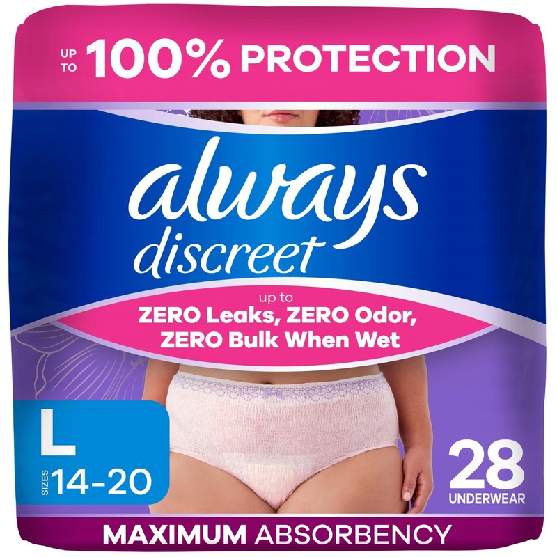 Always Discreet Adult Diapers for Women, Incontinence Underwear, Postpartum Esse