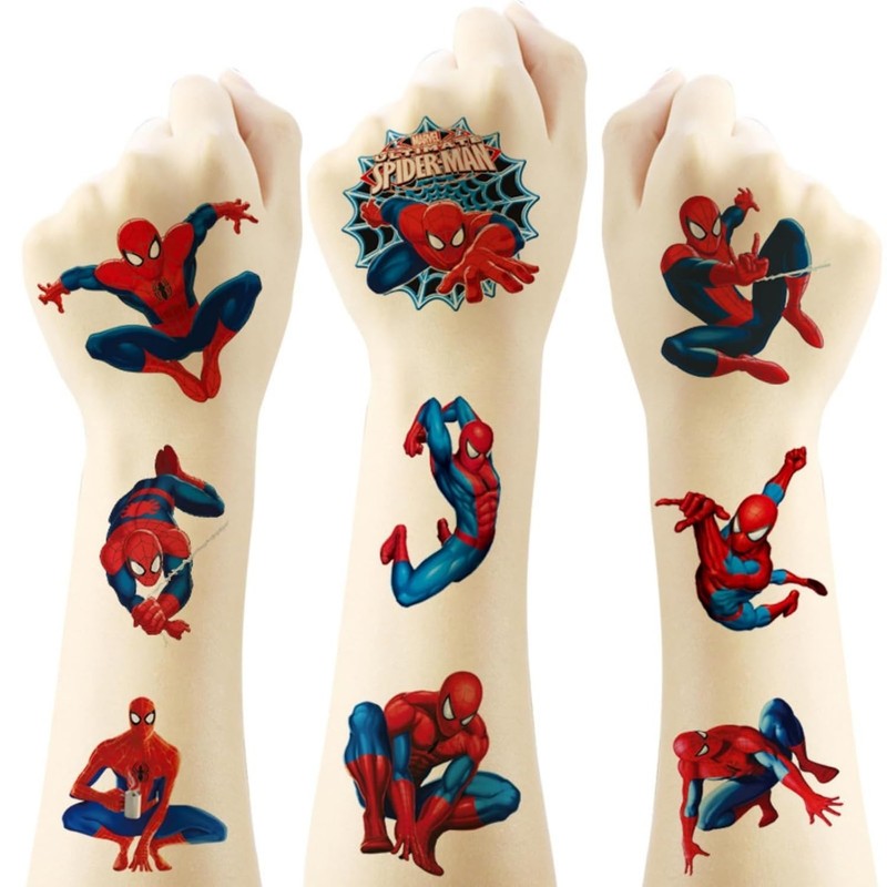 Cute & Colorful Spider Man Temporary Tattoos - 20 Waterproof Stickers for Kids gallery