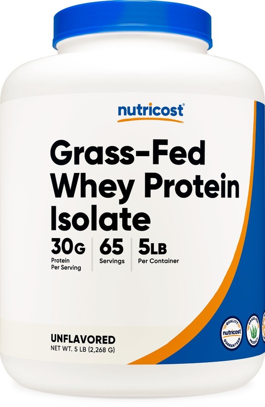 Nutricost Grass-Fed Whey Protein Isolate (Unflavored) 5LBS