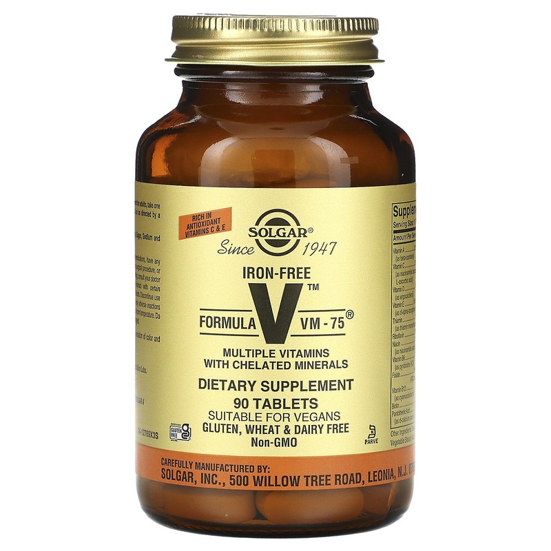 Formula V, VM-75, Multiple Vitamins With Chelated Minerals, Iron-Free , 90