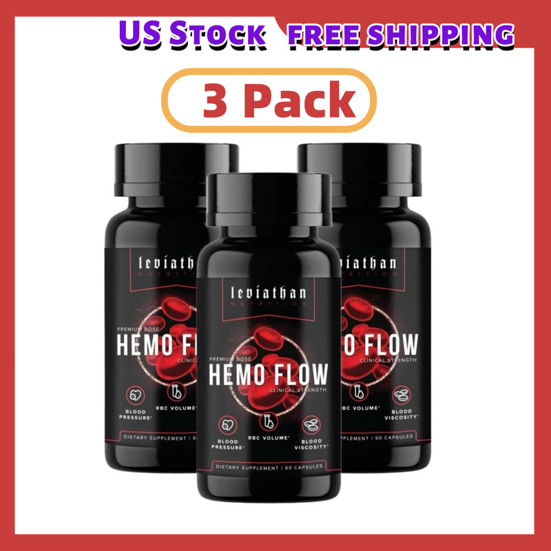 3pcs Leviathan Nutrition Hemo Flow Supplement with Nattokinase for Nitric Oxide