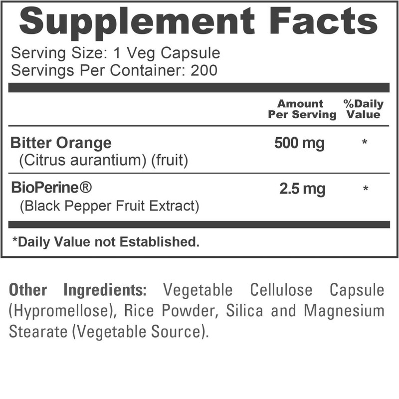 Cápsulas de Naranja Amarga de Alta Absorción 500 mg con BioPerine 200 Unidades gallery