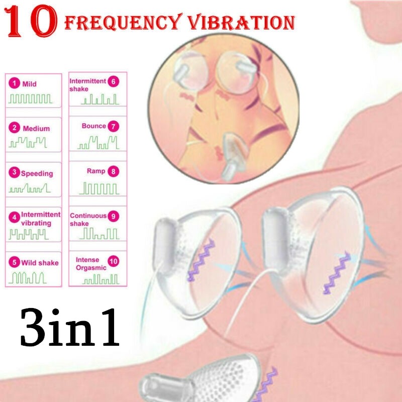 Breast Stimulator Pump Sucking Nipple Clit Vibrator Silicone Sex Toys For Women