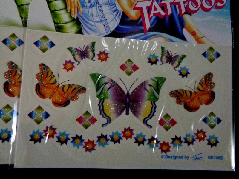 12 Sheets Lot Temporary Glitter Butterfly Tattoo Stickers Tatoo NEW USA Seller gallery
