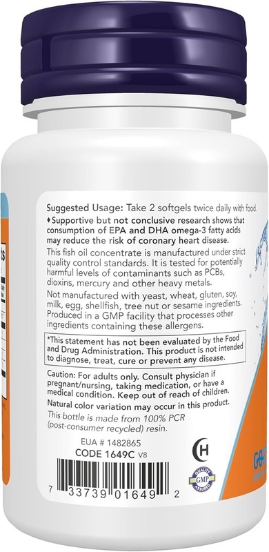NOW Foods Supplements, Omega-3 180 EPA / 120 DHA, Molecularly Distilled, Cardiov gallery