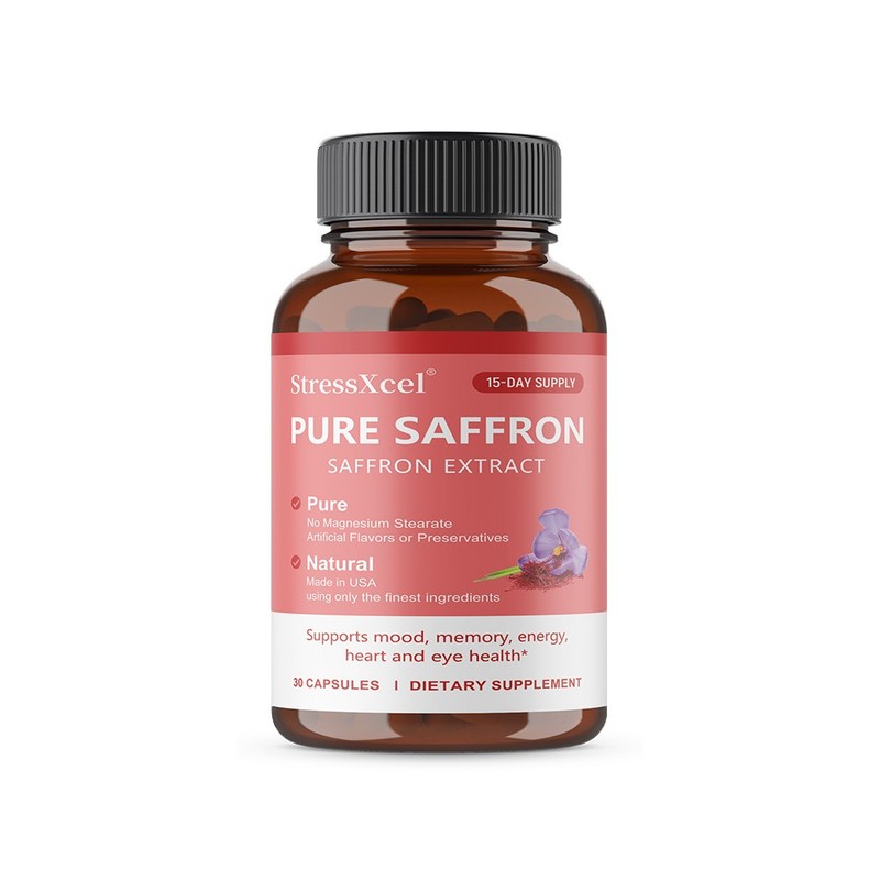 StressXcel Pure Saffron Extract 88mg 30/60/120Caps Protect Heart,Vision Health
