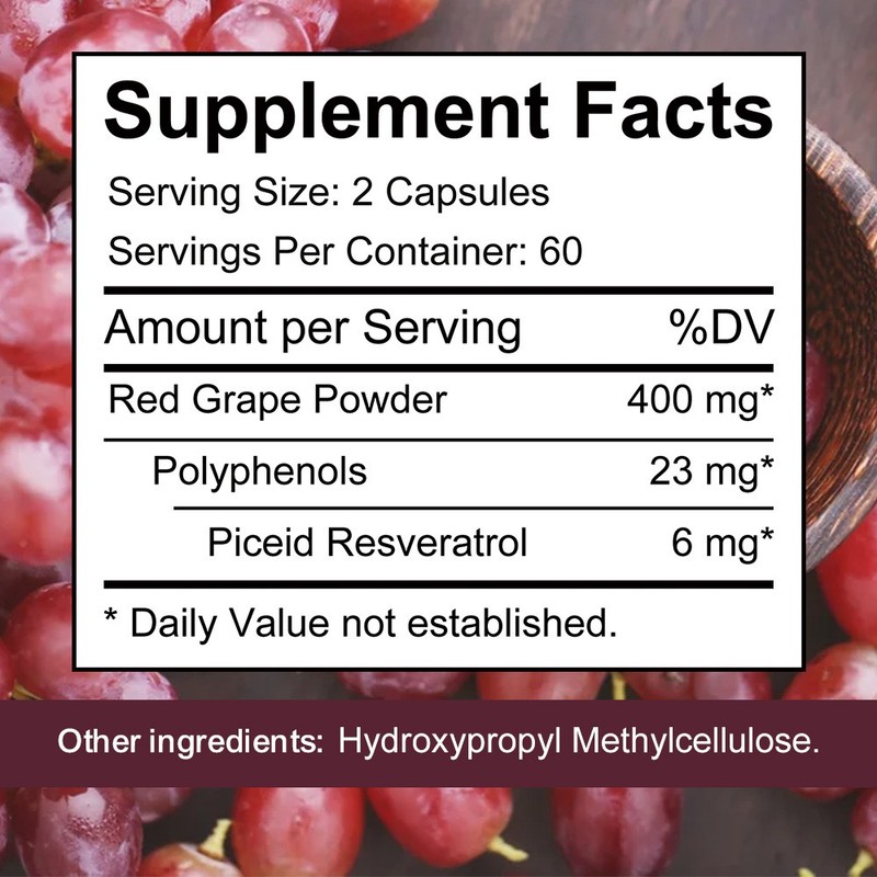StressXcel Red Grape Extract 400mg and Resveratrol Supplement 120 Veggie Capsule gallery