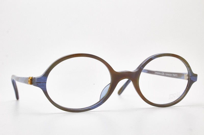 EMMANUELLE KHANH PARIS BLUE BROWN oval glasses frame 90s👓Women men gallery