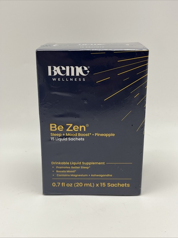 BeMe Wellness Be Zen Mood Boost Pineapple 15 Liquid Sachets Drinkable Supplement