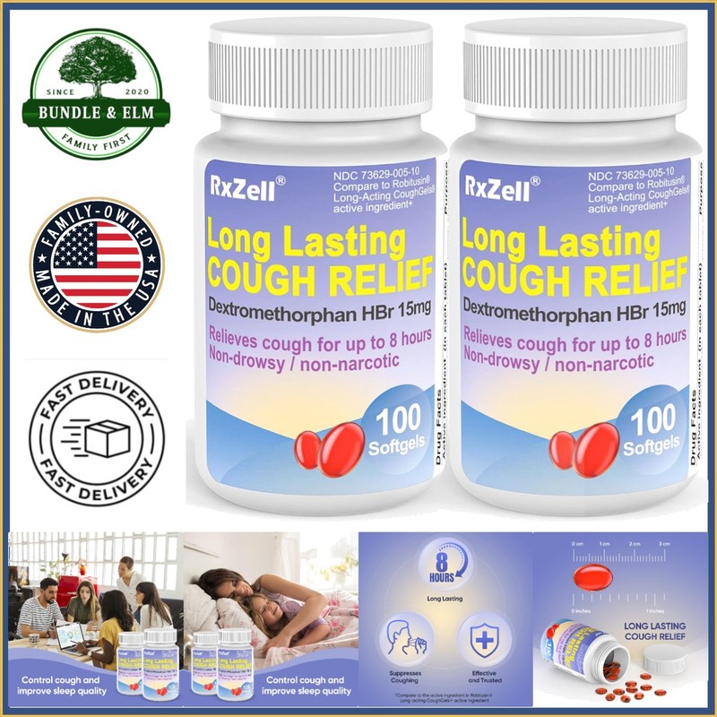 Cough Relief Softgels with Dextromethorphan, 200 Count, Long Lasting Formula