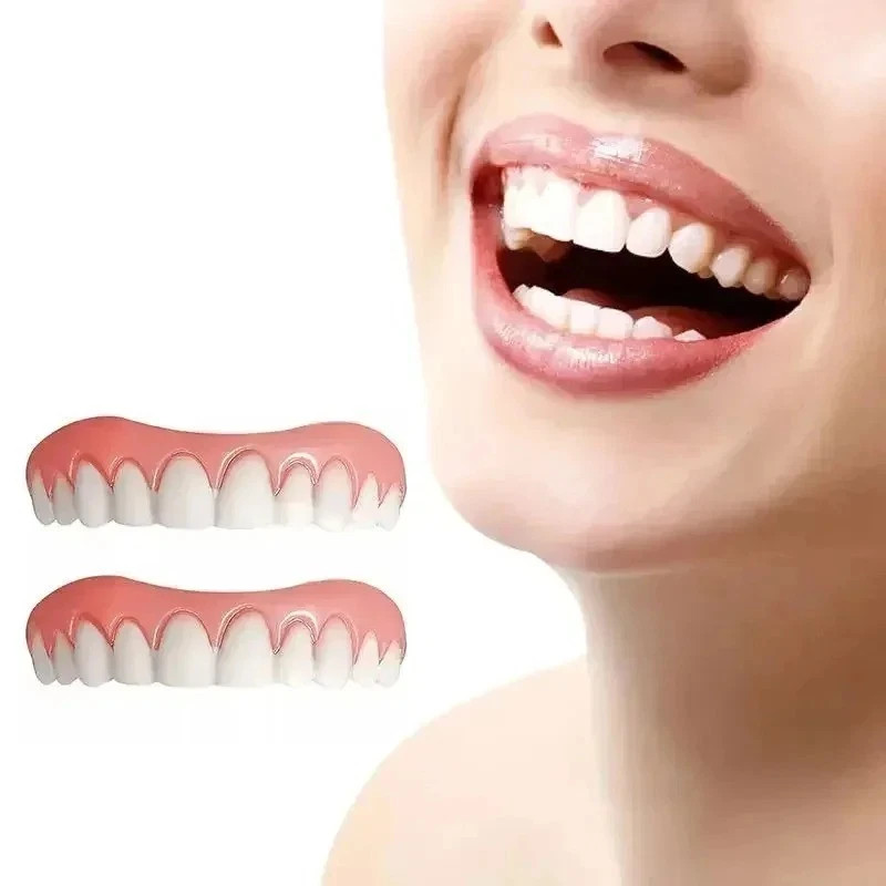 Smile Snap On False Teeth Upper Lower Dental Veneers Denture Tooth Cover Set gallery