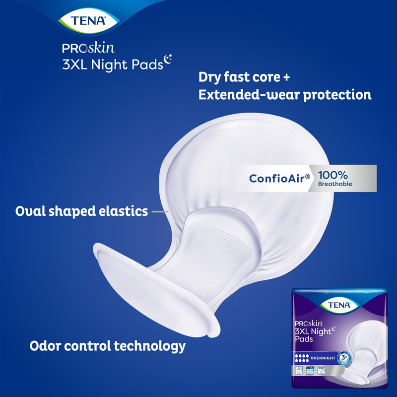 Tena ProSkin 3XL Incontinence Pads for Women and Men, Overnight Absorbency, 48c gallery