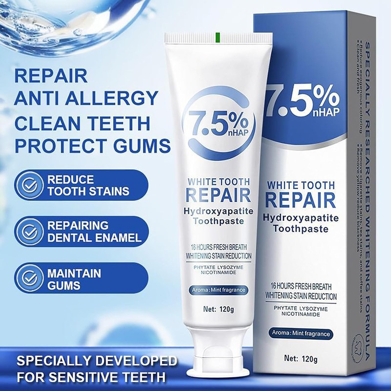 Croent 7.5% nHAP White Tooth Repair Hydroxyapatite Toothpaste Lot Of 2 EXP2028 gallery