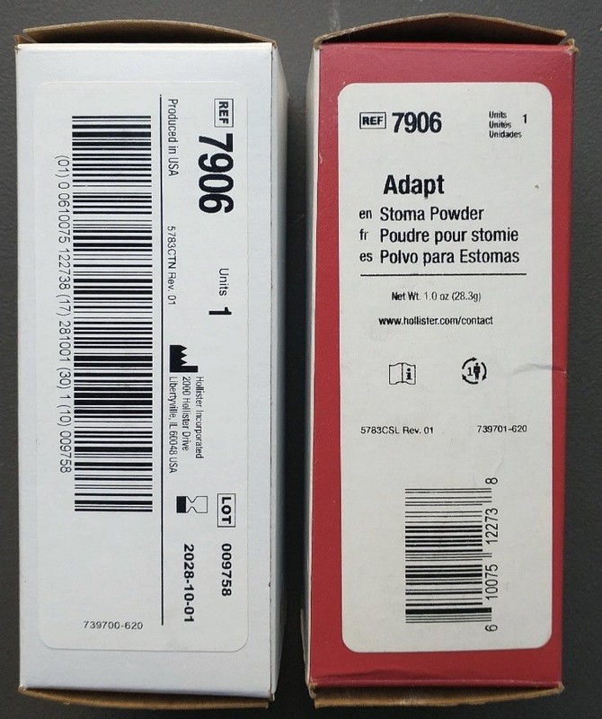 Pack of 2 Hollister 7906 1oz Bottles Adapt Ostomy Stoma Powder New