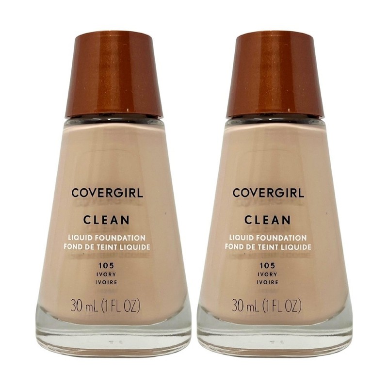 2 Pack – COVERGIRL Clean Liquid Foundation, 105 Ivory, 1oz / 30mL