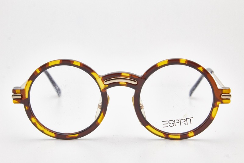 🤓 Vintage ESPRIT 7027 Minimalist Round Gold/Turtle 80s Glasses👓Unisex gallery