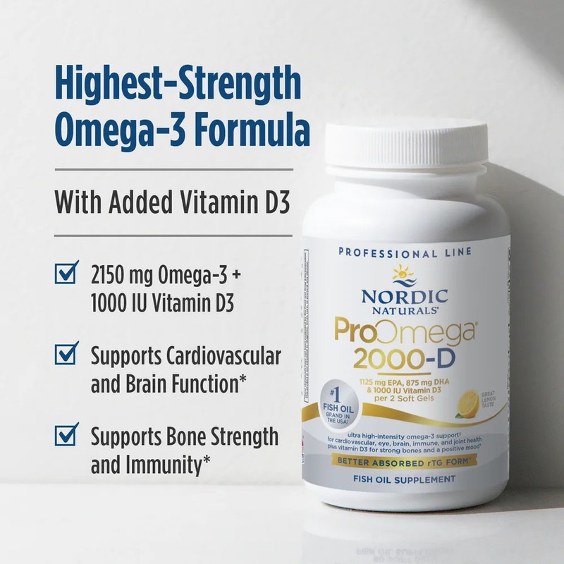 Nordic Naturals ProOmega 2000-D - Concentrated Omega-3s with Vitamin D3, 120 Ct gallery